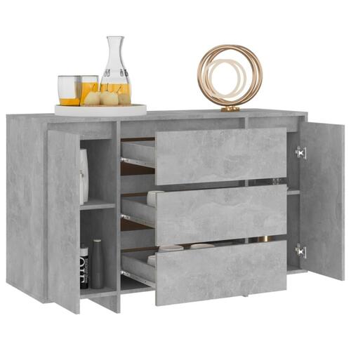 Kommode med 3 skuffer 120x41x75 cm konstrueret træ betongrå