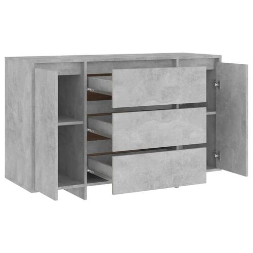 Kommode med 3 skuffer 120x41x75 cm konstrueret træ betongrå