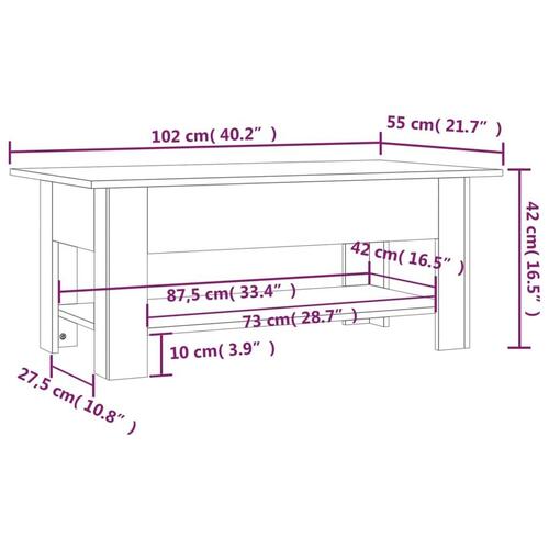 Sofabord 102x55x42 cm spånplade hvid