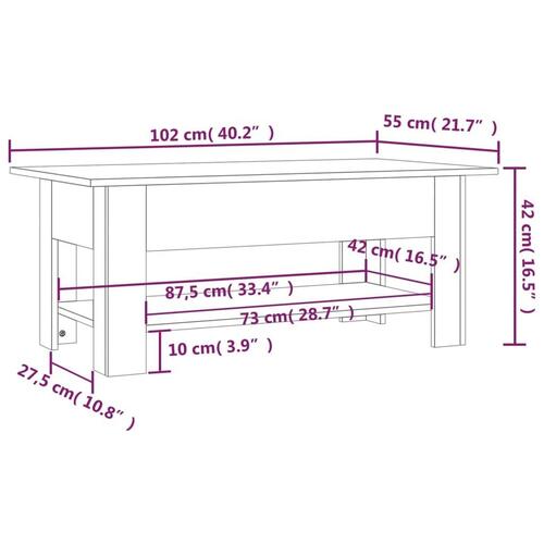 Sofabord 102x55x42 cm konstrueret træ sort