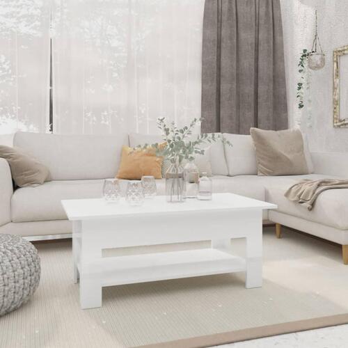 Sofabord 102x55x42 cm konstrueret træ hvid højglans