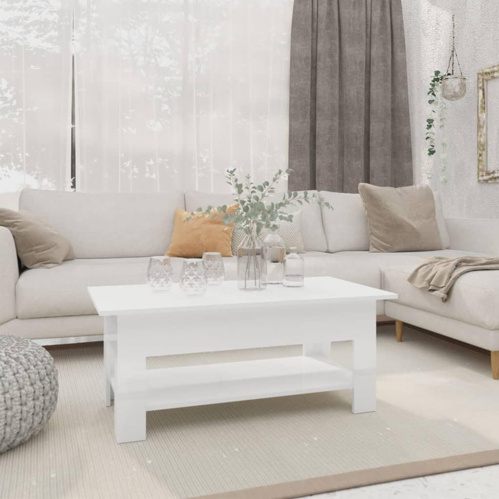 Sofabord 102x55x42 cm spånplade hvid højglans