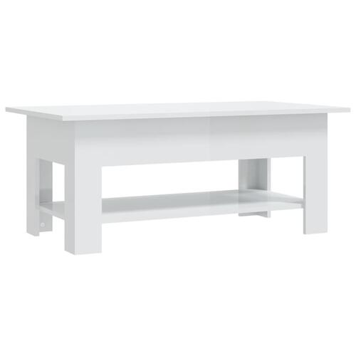 Sofabord 102x55x42 cm konstrueret træ hvid højglans