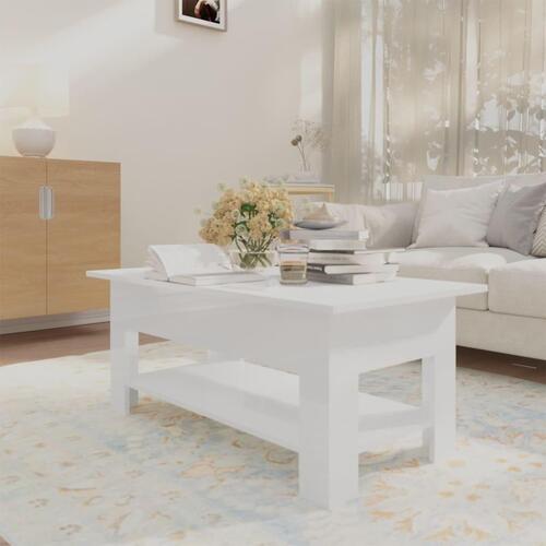 Sofabord 102x55x42 cm konstrueret træ hvid højglans