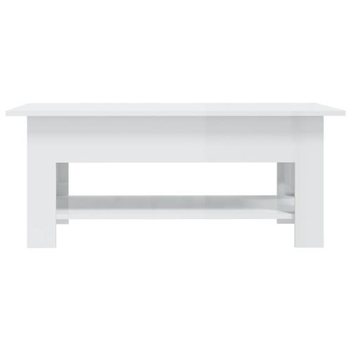 Sofabord 102x55x42 cm konstrueret træ hvid højglans