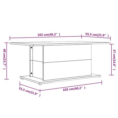 Sofabord 102x55,5x40 cm konstrueret træ hvid