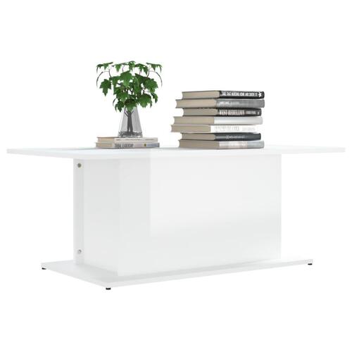 Sofabord 102x55,5x40 cm konstrueret træ hvid højglans