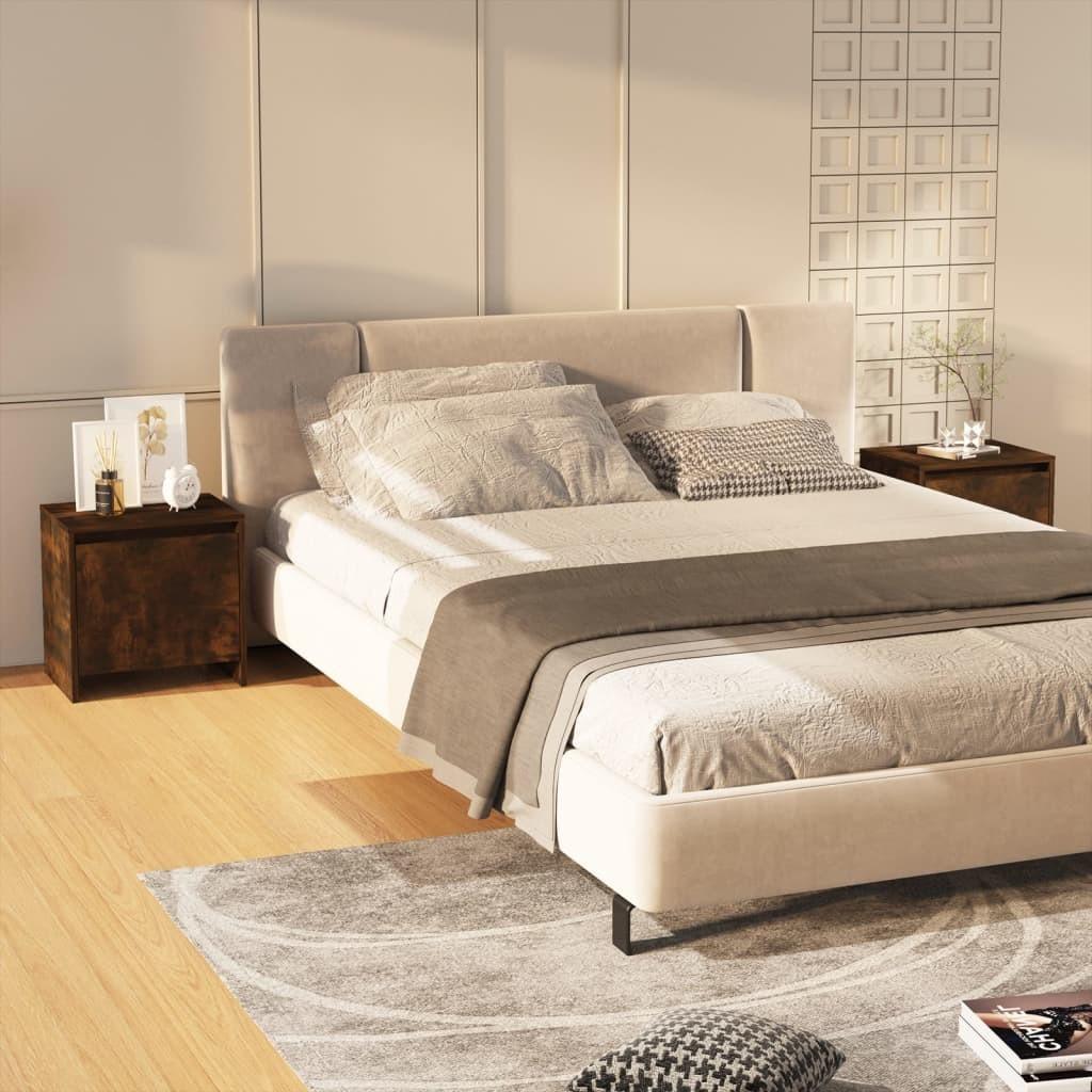 Sengeborde 2 stk. 45x34x44,5 cm spånplade røget egetræsfarve