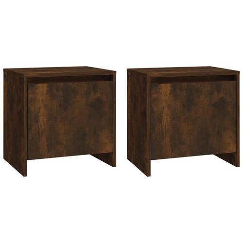 Sengeborde 2 stk. 45x34x44,5 cm spånplade røget egetræsfarve