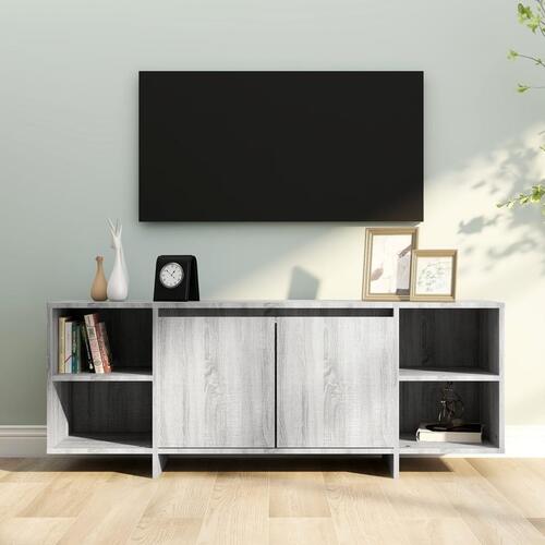 Tv-bord 130x35x50 cm spånplade grå sonoma-eg