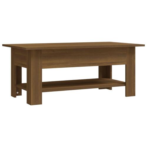 Sofabord 102x55x42 cm konstrueret træ brun egetræsfarve