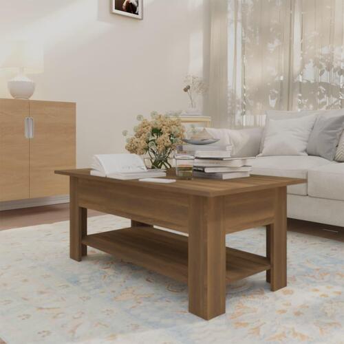 Sofabord 102x55x42 cm konstrueret træ brun egetræsfarve