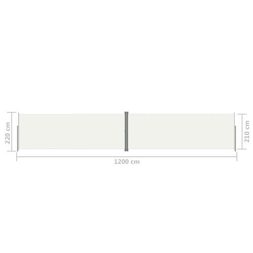 Sammenrullelig sidemarkise 220x1200 cm cremefarvet
