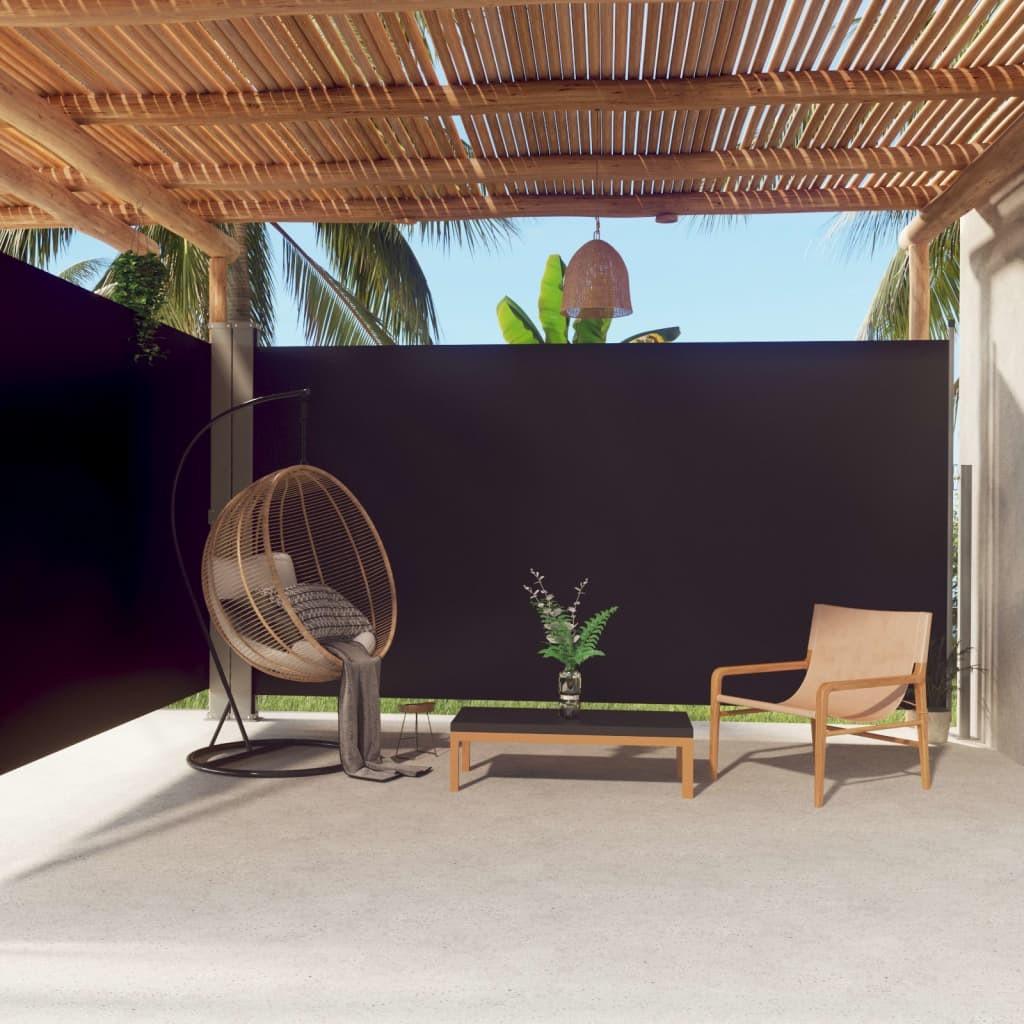Sammenrullelig sidemarkise 200x600 cm sort