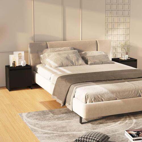 Sengeborde 2 stk. 45x34x44,5 cm spånplade sort