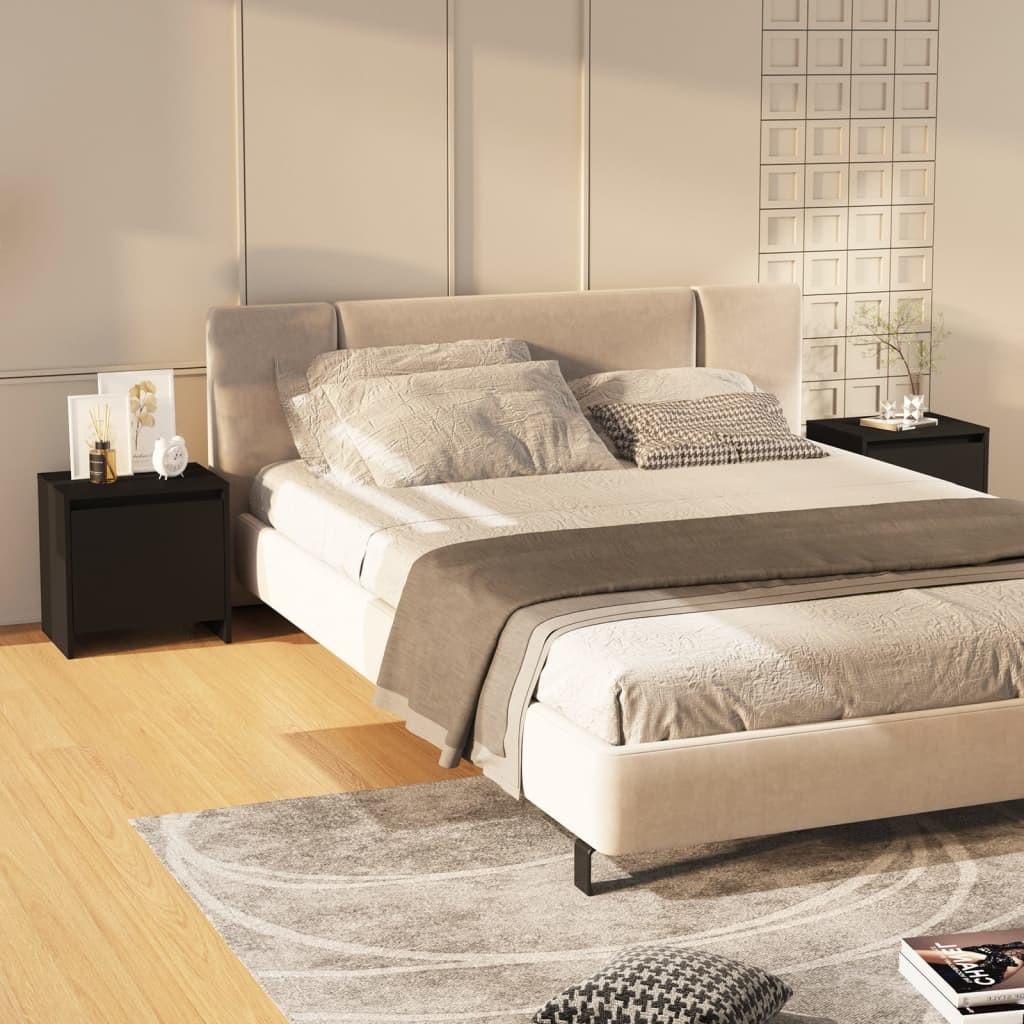 Sengeborde 2 stk. 45x34x44,5 cm spånplade sort
