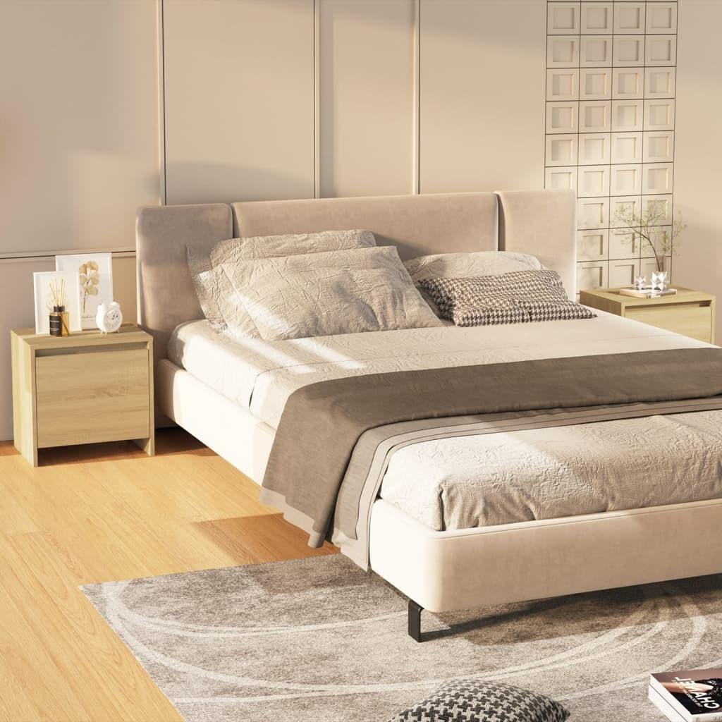 Sengeborde 2 stk. 45x34x44,5 cm spånplade sonoma-eg