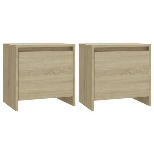 Sengeborde 2 stk. 45x34x44,5 cm spånplade sonoma-eg