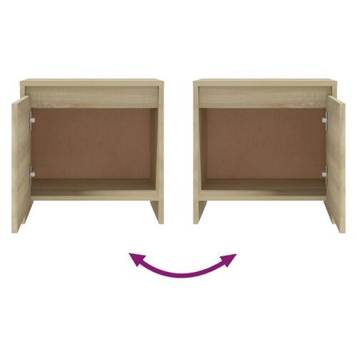 Sengeborde 2 stk. 45x34x44,5 cm spånplade sonoma-eg