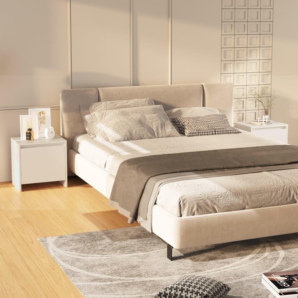Sengeborde 2 stk. 45x34x44,5 cm spånplade hvid højglans