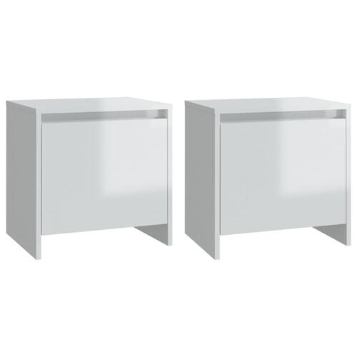 Sengeborde 2 stk. 45x34x44,5 cm spånplade hvid højglans