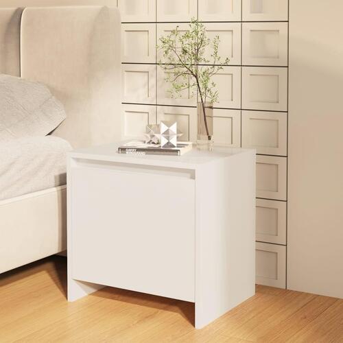 Sengeborde 2 stk. 45x34x44,5 cm spånplade hvid højglans