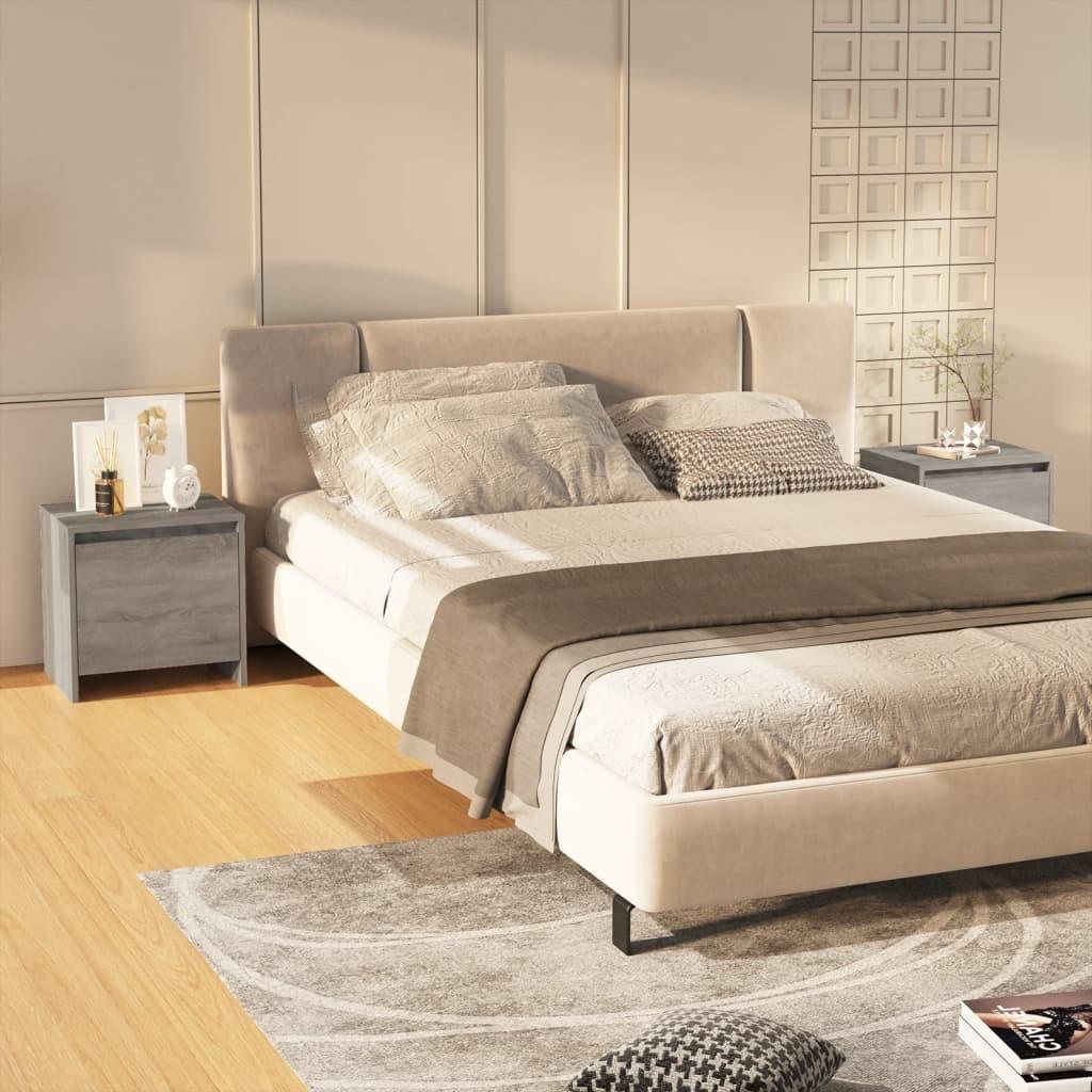 Sengeborde 2 stk. 45x34x44,5 cm spånplade grå sonoma-eg
