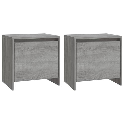 Sengeborde 2 stk. 45x34x44,5 cm spånplade grå sonoma-eg