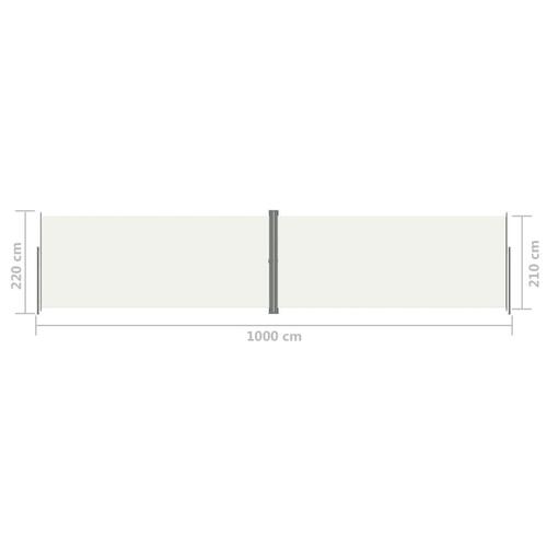 Sammenrullelig sidemarkise 220x1000 cm cremefarvet