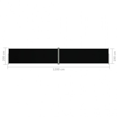 Sammenrullelig sidemarkise 200 × 1.200 cm - sort