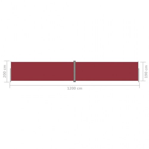 Sammenrullelig sidemarkise 200 × 1.200 cm - rød