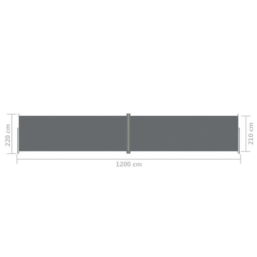 Sammenrullelig sidemarkise 220x1200 cm antracitgrå