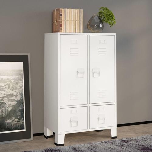 Industrielt klædeskab 67x35x107 cm stål hvid