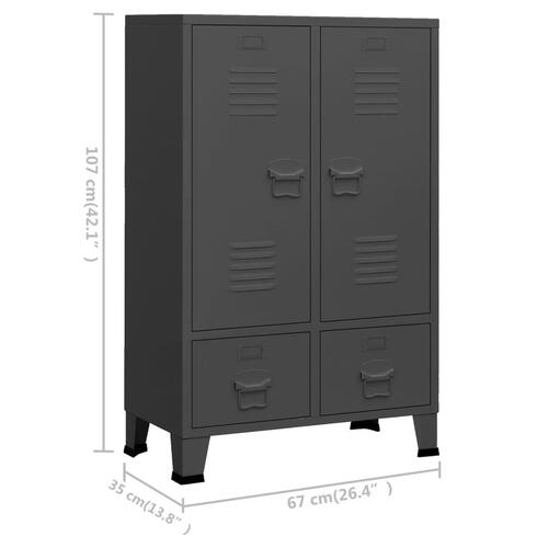 Industrielt klædeskab 67x35x107 cm stål antracitgrå