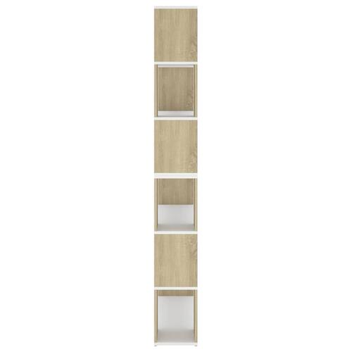 Bogskab/rumdeler 100x24x188 cm spånplade hvid og sonoma-eg