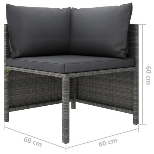Loungesæt til haven 6 dele med hynder polyrattan grå