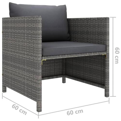 Loungesæt til haven 6 dele med hynder polyrattan grå