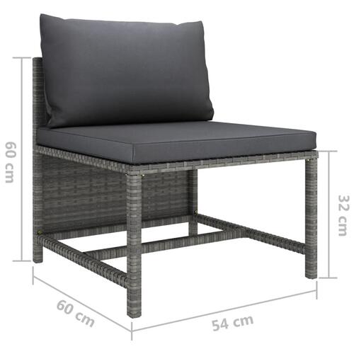 Loungesæt til haven 6 dele med hynder polyrattan grå