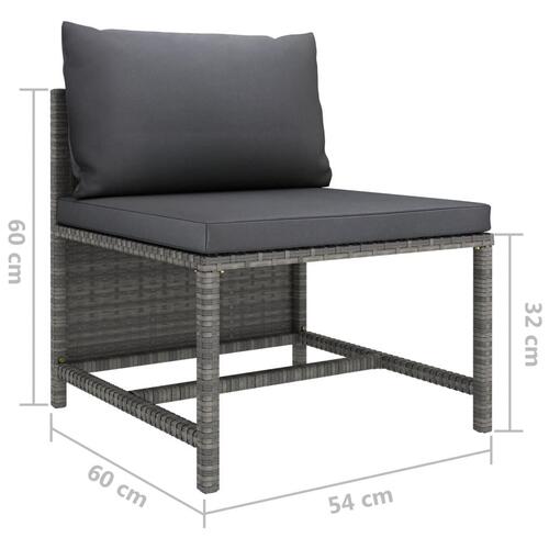 Loungesæt til haven 6 dele med hynder polyrattan grå