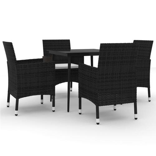 Spisebordssæt til haven 5 dele med hynder polyrattan og glas