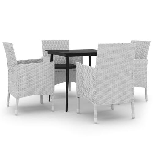Spisebordssæt til haven 5 dele med hynder polyrattan og glas