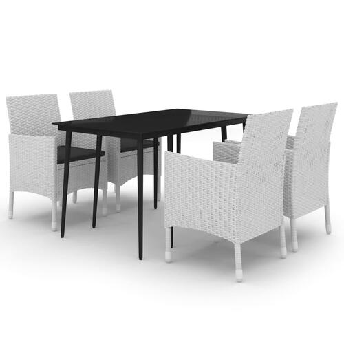 Spisebordssæt til haven 5 dele med hynder polyrattan og glas