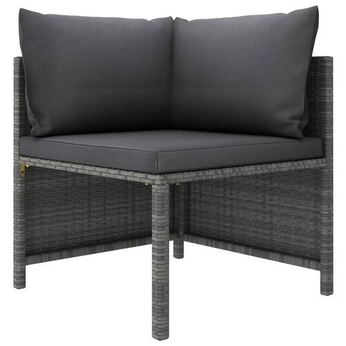 Loungesæt til haven 4 dele med hynder polyrattan grå