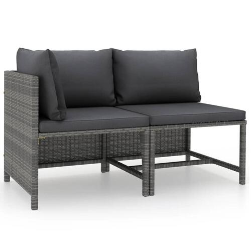 Sofasæt 2 dele med hynder polyrattan grå