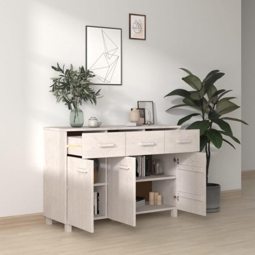 Skænk HAMAR 113x40x80 cm massivt fyrretræ hvid