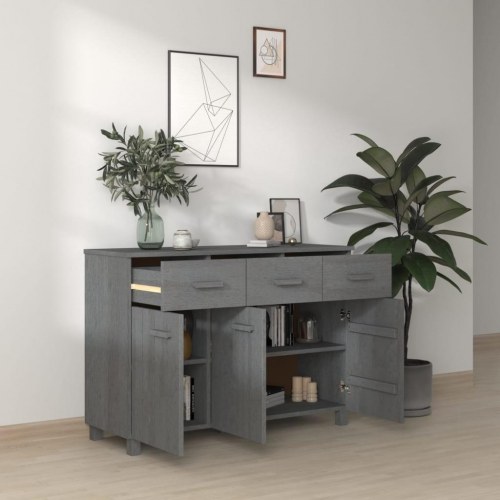 Skænk HAMAR 113x40x80 cm massivt fyrretræ mørkegrå