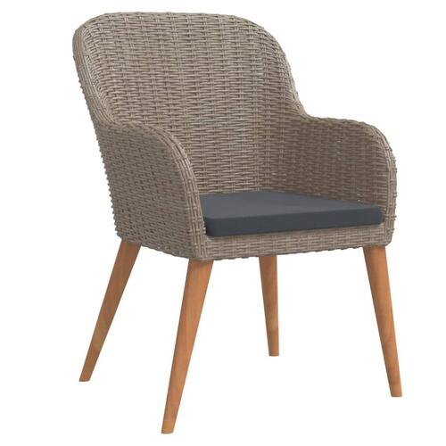Spisebordssæt til haven 3 dele med hynder polyrattan brun