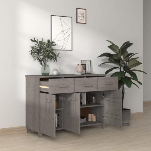 Skænk HAMAR 113x40x80 cm - massivt fyrretræ, lysegrå