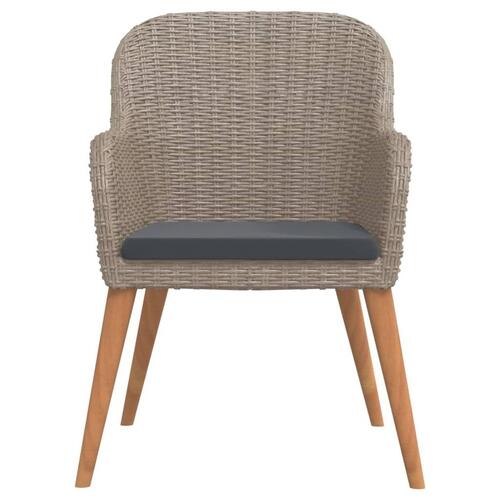 Spisebordssæt til haven 3 dele med hynder polyrattan brun