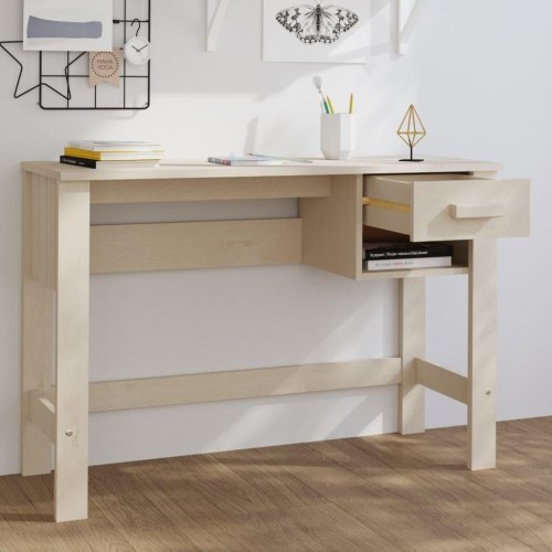 Skrivebord HAMAR 110x40x75 cm fyrretræ honningbrun